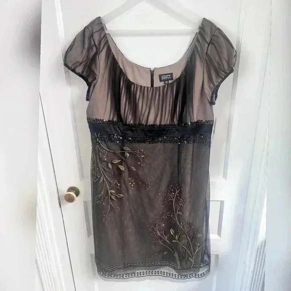 Adrianna Papell Short Sleeve Embroidered Sheath Dress New With Tag - Picture 1 of 4